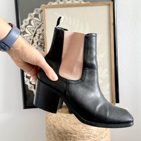 Free People Black Chelsea Ankle Boots with Tan Elastic Panels - Women - Picture 5 of 7